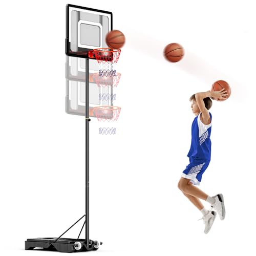 Basketballkorb für Kinder, 1,54–2,1 m, verstellbar, tragbare Basketballkörbe und -Tore für Kinder/Teenager/Jugendliche im Garten/auf der Einfahrt/drinnen/draußen Basketballkorb für Kinder, 1,54–2,1 m, verstellbar, tragbare Basketballkörbe und -Tore für Kinder/Teenager/Jugendliche im Garten/auf der Einfahrt/drinnen/draußen von CUPCHID