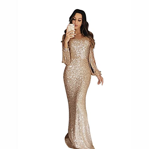 CUTTE Ballkleid Meerjungfrau Abendkleid Langarm Fransen Hochzeit Brautjungfer Festlich Cocktailparty Maxikleid Pailletten Abendkleid Kleider,Gold,M CUTTE Ballkleid Meerjungfrau Abendkleid Langarm Fransen Hochzeit Brautjungfer Festlich Cocktailparty Maxikleid Pailletten Abendkleid Kleider,Gold,M von CUTTE