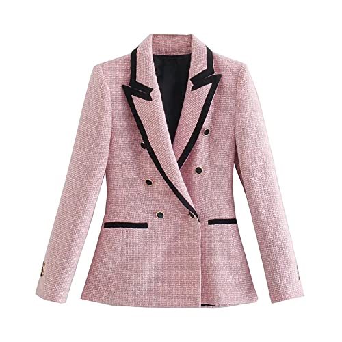 CUTTE Damen Tweed Blazer Jacke Mantel Formelles Büro Business Blazer Jacke Outwear Umlegekragen Slim Fit Blazer Arbeitskleidung,Pink,S CUTTE Damen Tweed Blazer Jacke Mantel Formelles Büro Business Blazer Jacke Outwear Umlegekragen Slim Fit Blazer Arbeitskleidung,Pink,S von CUTTE