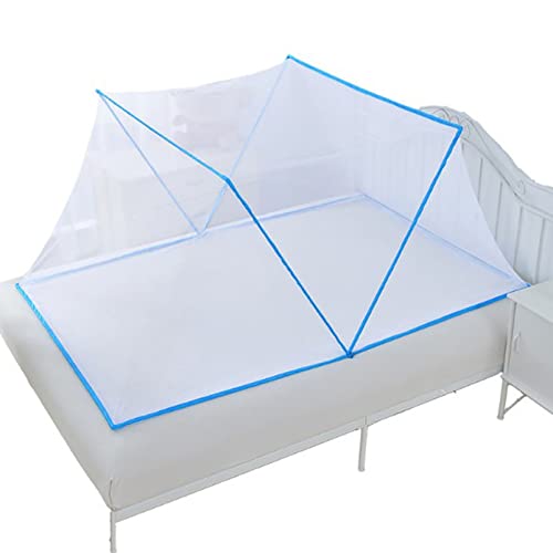 CUTTE Faltbares Bett-Moskitonetz Bett Fliegennetz Mückennetz für Doppelbett und Einzel, Mosquito Netz mit Feinmashiges für Zuhause Auch Auf Der Reise,Blue,190x135x80cm von CUTTE