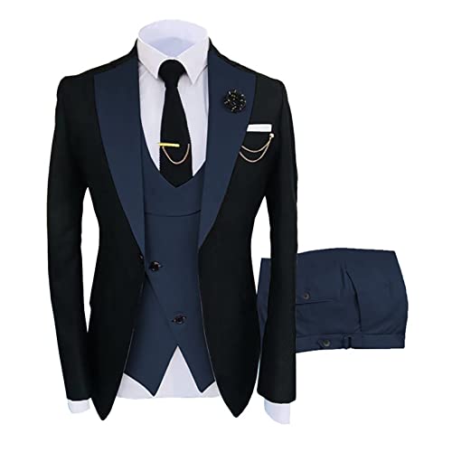 CUTTE Herren 3-teiliger Blazer Anzug Bräutigam Trauzeugen Hochzeit Bankett Slim Fit Business Jacken Mäntel Hosen Party Wear Anzüge Sets,01,3XL von CUTTE