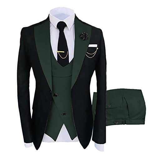 CUTTE Herren 3-teiliger Blazer Anzug Bräutigam Trauzeugen Hochzeit Bankett Slim Fit Business Jacken Mäntel Hosen Party Wear Anzüge Sets,02,L von CUTTE