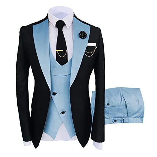 CUTTE Herren 3-teiliger Blazer Anzug Bräutigam Trauzeugen Hochzeit Bankett Slim Fit Business Jacken Mäntel Hosen Party Wear Anzüge Sets,03,L von CUTTE