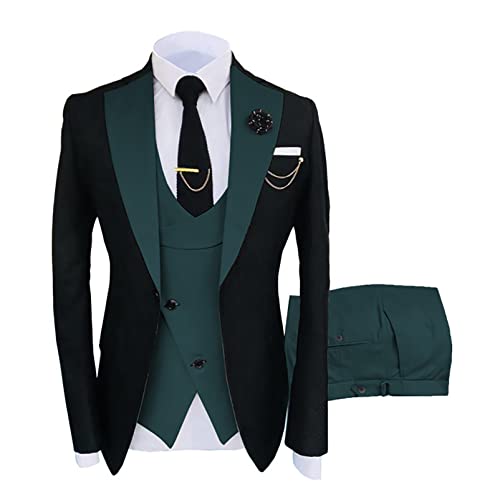 CUTTE Herren 3-teiliger Blazer Anzug Bräutigam Trauzeugen Hochzeit Bankett Slim Fit Business Jacken Mäntel Hosen Party Wear Anzüge Sets,09,4XL von CUTTE