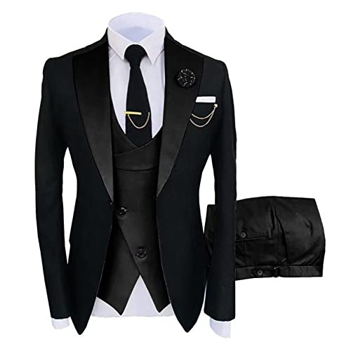 CUTTE Herren 3-teiliger Blazer Anzug Bräutigam Trauzeugen Hochzeit Bankett Slim Fit Business Jacken Mäntel Hosen Party Wear Anzüge Sets,14,L von CUTTE