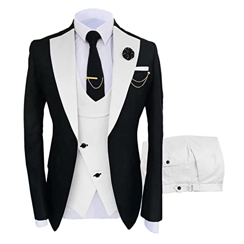 CUTTE Herren 3-teiliger Blazer Anzug Bräutigam Trauzeugen Hochzeit Bankett Slim Fit Business Jacken Mäntel Hosen Party Wear Anzüge Sets,20,M von CUTTE