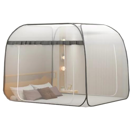 CUTTE Pop-Up Moskitonetz Sommer-Betthimmel Faltbar Tragbar Moskitonetz Installation Kostenlos Bed Dream Tents Schlafzelt für Einzel- Bis Kingsize-Betten,Gray1,180x200cm von CUTTE