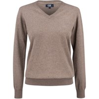 CUTTER & BUCK Oakville V-Neck Strickpullover Damen 834 - nougat melange M von CUTTER & BUCK