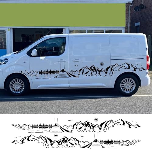 CUYENGT Auto-Seitenaufkleber, Sonne, Meer, Berge, Dekor, Vinyl-Aufkleber, passend für Toyota ProAce Verso, Zubehör von CUYENGT