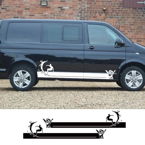 CUYENGT Autoseitenaufkleber, Grafikstreifen-Set, Aufkleber, passend für VW Multivan Transporter T4 T5 T6 30Van Camper Surf Wave Hang Loose von CUYENGT