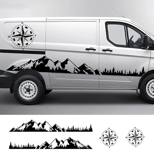 CUYENGT Autotüraufkleber, Kompassgrafiken, Vinyl-Filmaufkleber, passend für Ford Transit MK6 MK7 MK8, Wohnmobil-Zubehör von CUYENGT