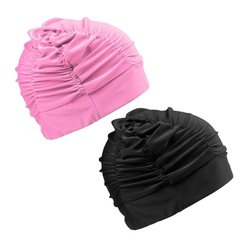 CVFRTT 2 Stück Damen-Badekappen, Lange Haare, wasserdichte Badekappen, Plissierte Badekappen, Elastische Badekappen, Schwimmausrüstung, Schwimmzubehör CVFRTT 2 Stück Damen-Badekappen, Lange Haare, wasserdichte Badekappen, Plissierte Badekappen, Elastische Badekappen, Schwimmausrüstung, Schwimmzubehör von CVFRTT