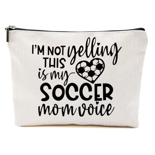 CVYW Lustiges Fußball-Mama-Geschenk, Make-up-Tasche, Fußballgeschenk, Fußballsachen, Kosmetiktasche für Damen, Fußball 1, 10.5"x 7"x 2.5" von CVYW