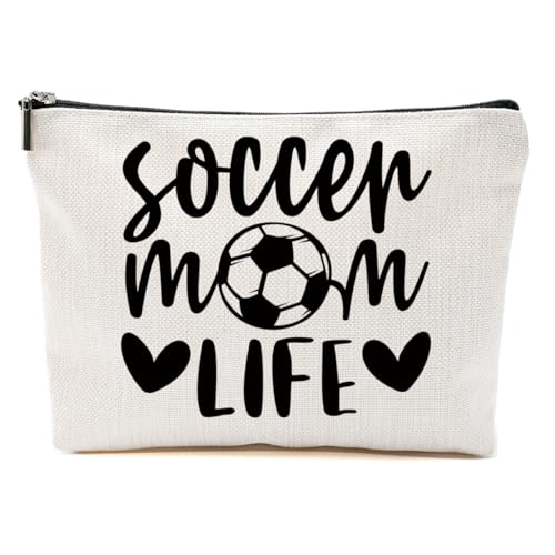 CVYW Lustiges Fußball-Mama-Geschenk, Make-up-Tasche, Fußballgeschenk, Fußballsachen, Kosmetiktasche für Damen, Soccer Mom Life 1, 10.5"x 7"x 2.5" von CVYW