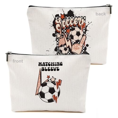 CVYW Lustiges Fußball-Mama-Geschenk, Make-up-Tasche, Fußballgeschenk, Kosmetiktasche für Damen, Passende Hülle, 10.5"x 7"x 2.5" von CVYW