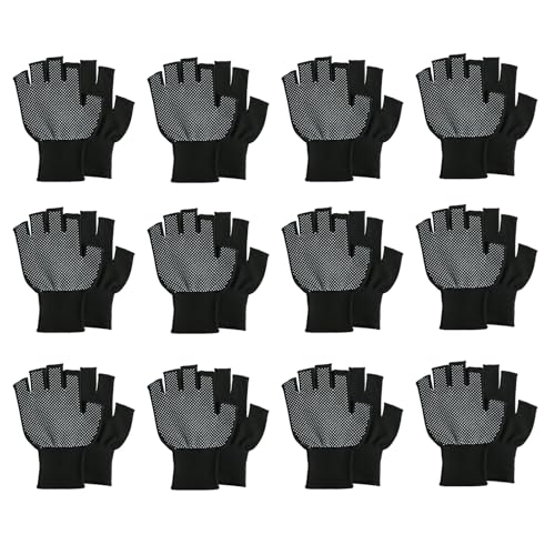 CVZQTE 12 Paar Fingerlose Handschuhe Weiche Und Atmungsaktive Trainingshandschuhe Outdoor Halbfinger Handschuhe Für Damen Und Herren Langlebig von CVZQTE