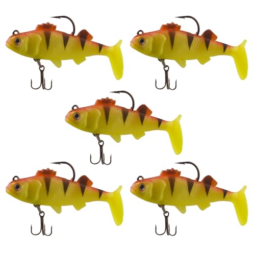 CVZQTE 5 Stück Vormontierte Jigköpfe Weiche Swimbaits Paddelschwanz Swimbaits Simulationsköder Angelköder Weiche Köder von CVZQTE