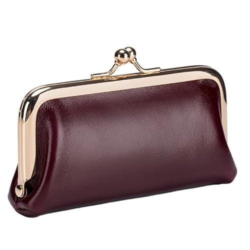 CVZQTE Münzgeldbörse, zweifach gefaltet, Lippenstift-Pack, Wechselgeldbeutel für Damen, kleine Geldbörsen, modische Damen-Geldbörse, Kiss Lock-Geldbörsen, Vintage-Clutch von CVZQTE