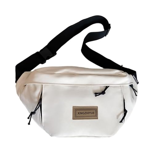 Multifunktionale Bauchtasche für Damen und Herren, Brusttasche mit verstellbarem Riemen, lässige Hüfttasche für Reisen, Wandern, weiß von CVZQTE