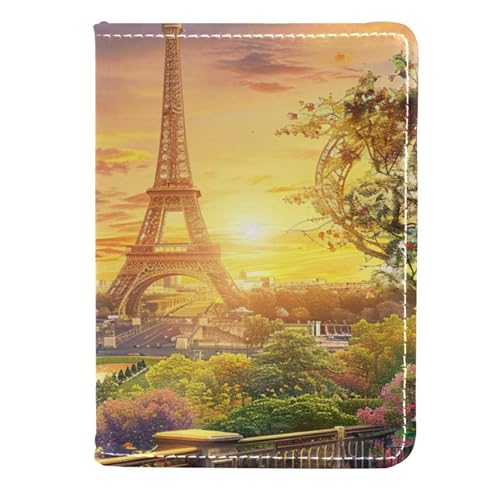 CWAGFEQZ Reisepassinhaber,Passhülle aus PU Leder,Passbuch,Eiffelturm Sonnenuntergang Paris von CWAGFEQZ
