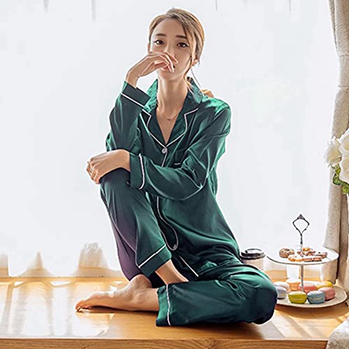 CWENROU Damen Schlafanzug Seide - Casual Pyjamas Damen Seide Satin Mode Pyjama Set Langarm Schlaf Zweiteilig Große Größe Einfache Reine Farbe Selbstanbau Outdoor Sport Elegante Party,Rosa,L CWENROU Damen Schlafanzug Seide - Casual Pyjamas Damen Seide Satin Mode Pyjama Set Langarm Schlaf Zweiteilig Große Größe Einfache Reine Farbe Selbstanbau Outdoor Sport Elegante Party,Rosa,L von CWENROU