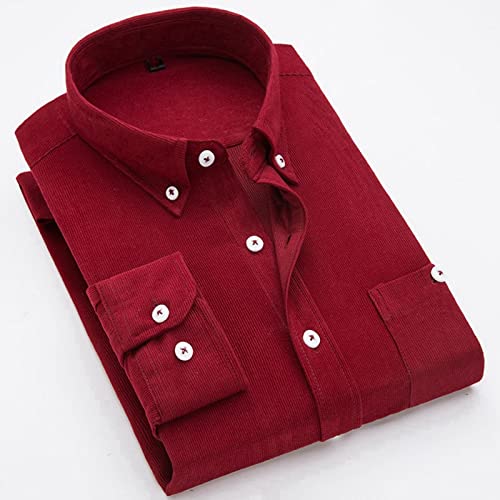 CWENROU Herren Cordhemden, Mode Herren Langarmhemden Frühling Und Herbst Weinrot Schlankes Retro-Revers Einreihig Casual Street Schlichtes Business Partyhemd,Rotwein,L CWENROU Herren Cordhemden, Mode Herren Langarmhemden Frühling Und Herbst Weinrot Schlankes Retro-Revers Einreihig Casual Street Schlichtes Business Partyhemd,Rotwein,L von CWENROU