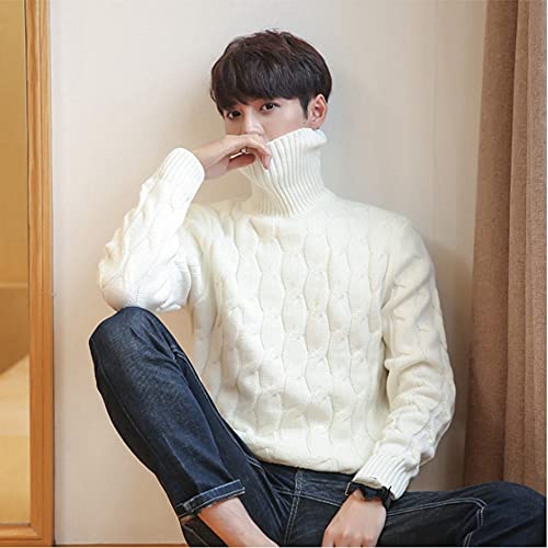 CWENROU Herren Strickpullover - Herren Rollkragenpullover Herbst/Winter Verdicken Strickpullover Retro Warmer Weißer Pullover Große Größe Schlanke Jacke Stretch Weich Outdoor Einfach Business,Weiß,L CWENROU Herren Strickpullover - Herren Rollkragenpullover Herbst/Winter Verdicken Strickpullover Retro Warmer Weißer Pullover Große Größe Schlanke Jacke Stretch Weich Outdoor Einfach Business,Weiß,L von CWENROU