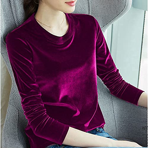 CWENROU Lässige Damenhemden - Mode Herbst Und Winter Gold Samtbluse Damen Hemd T-Shirt Retro Rundhals Langarm Samt Plus Size Bluse Slim Rose Rot Schlichte Und Elegante Outdoor Party,Rose,M CWENROU Lässige Damenhemden - Mode Herbst Und Winter Gold Samtbluse Damen Hemd T-Shirt Retro Rundhals Langarm Samt Plus Size Bluse Slim Rose Rot Schlichte Und Elegante Outdoor Party,Rose,M von CWENROU