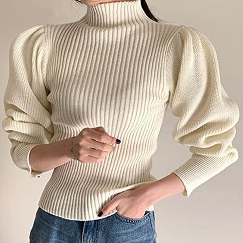 CWENROU Pullover Für Damen,Eleganter Damen High Neck Kaschmir Pullover Mode Einfarbig Stricken Retro Puffärmel Slim Pullover Stretch Wärme Langarm Casual Street Pullover,Weiß,Einheitsgröße CWENROU Pullover Für Damen,Eleganter Damen High Neck Kaschmir Pullover Mode Einfarbig Stricken Retro Puffärmel Slim Pullover Stretch Wärme Langarm Casual Street Pullover,Weiß,Einheitsgröße von CWENROU