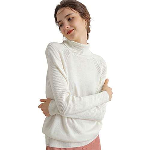 CWENROU Pullover Für Damen,Eleganter Damen Stehkragen 100% Kaschmir Pullover Modischer Einfarbiger Strick Dünner Dünner Pullover Herbst Und Winter Stretch Langarm Casual Street Pullover,Grün,M von CWENROU