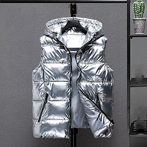 Damen Ärmellose Daunenweste - Winter Plus Größe Damen Daunenweste Mode Glänzende Kapuze Dicke Retro-Kurzjacke Wasserdichte Ärmellose Daunenjacke Jacke Warme Silberne Weste Outdoor-Sport Elegan Damen Ärmellose Daunenweste - Winter Plus Größe Damen Daunenweste Mode Glänzende Kapuze Dicke Retro-Kurzjacke Wasserdichte Ärmellose Daunenjacke Jacke Warme Silberne Weste Outdoor-Sport Elegan von CWENROU