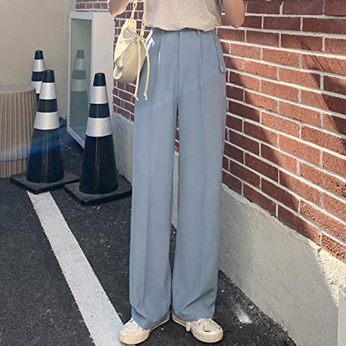 Damen Hose Mit Weitem Bein,Retro Einfarbig Gerade Breite Bein Hose Frauen Frühling Und Sommer Koreanische Mode Hohe Taille Lässige Hose Einfache Selbstkultivierung Outdoor-Sport-Party Elegant, Bla Damen Hose Mit Weitem Bein,Retro Einfarbig Gerade Breite Bein Hose Frauen Frühling Und Sommer Koreanische Mode Hohe Taille Lässige Hose Einfache Selbstkultivierung Outdoor-Sport-Party Elegant, Bla von CWENROU