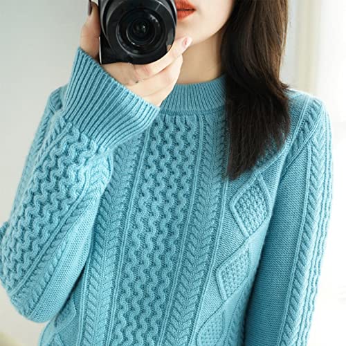 Damen Pullover - Herbst Und Winter Damen Halbhoher Rundhalspullover Mode Twist Strick Einfarbig Kaschmir Warmes Lockeres Unterhemd Stretch Elegantes Weihnachtsgeburtstagsgeschenk,Blau,M 50,55Kg Damen Pullover - Herbst Und Winter Damen Halbhoher Rundhalspullover Mode Twist Strick Einfarbig Kaschmir Warmes Lockeres Unterhemd Stretch Elegantes Weihnachtsgeburtstagsgeschenk,Blau,M 50,55Kg von CWENROU