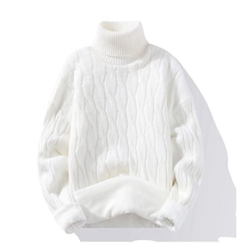 Dicker Pullover Männer - Winter Plus Samt Dicker Herren Strick Gestreifter Pullover Mode Wärme Fleece Retro Weiß Rollkragenpullover Stretch Weich Selbstanbau Freizeit Outdoor Business Party,Weiß,L Dicker Pullover Männer - Winter Plus Samt Dicker Herren Strick Gestreifter Pullover Mode Wärme Fleece Retro Weiß Rollkragenpullover Stretch Weich Selbstanbau Freizeit Outdoor Business Party,Weiß,L von CWENROU