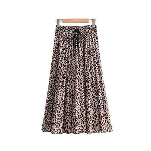 Frauenröcke - Mode Frühling Und Sommer Rock Damen Leopard Print Plissierten Rock Retro Kordelzug Elastische Taille Mittellange Rock Lässig Koreanischen A-Linie Rock Sexy Und Elegant, Leopard, Xl Frauenröcke - Mode Frühling Und Sommer Rock Damen Leopard Print Plissierten Rock Retro Kordelzug Elastische Taille Mittellange Rock Lässig Koreanischen A-Linie Rock Sexy Und Elegant, Leopard, Xl von CWENROU
