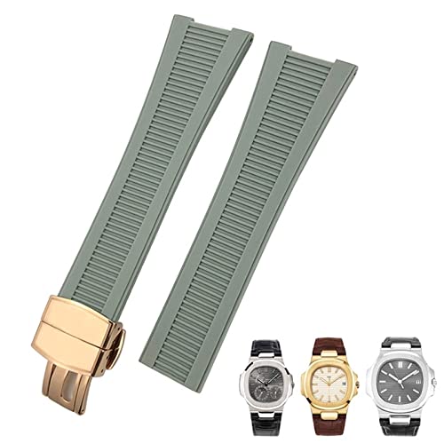 CWLPSL 25 mm Kerbform-Gummi-Silikon-Uhrenarmband, wasserdichte Uhrenarmbänder für PATEK Philippe Nautilus Herrenarmband von CWLPSL