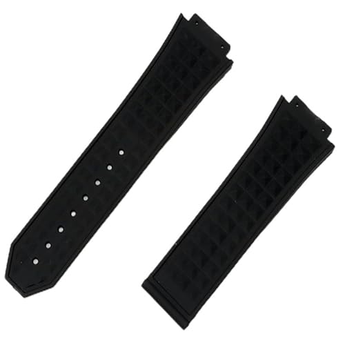 CWLPSL 26 * 19 mm schwarzes Diamant-Silikon-Gummi-Armband-Armband-Armband-Stahl-Schmetterlings-Schnalle für Hublot-Armband für Big Bang-Uhrenarmband von CWLPSL