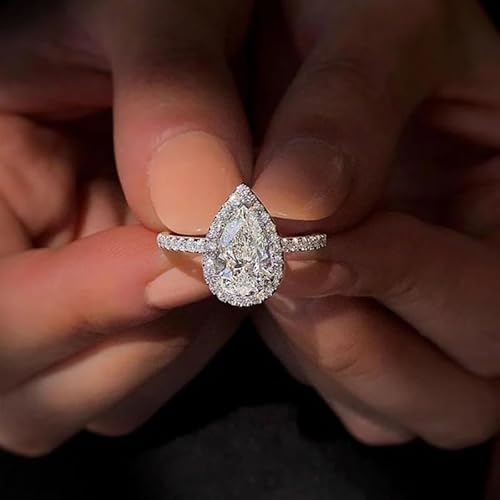 CWLPSL 925 Sterling Silber Wassertropfen Tropfenform Kubischer Zirkon Ehering Verlobungsring Diamantring Wassertropfenförmiger Zirkon Ring Zirkon Ring Damenschmuck Größe 8 CWLPSL 925 Sterling Silber Wassertropfen Tropfenform Kubischer Zirkon Ehering Verlobungsring Diamantring Wassertropfenförmiger Zirkon Ring Zirkon Ring Damenschmuck Größe 8 von CWLPSL