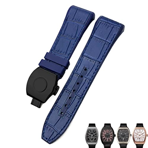 CWLPSL Für Franck Muller Uhrenarmband 28mm Rindsleder Silikon Uhrenarmband Nylon Gummi Faltschließe Uhrenarmbänder Für Männer Armband von CWLPSL