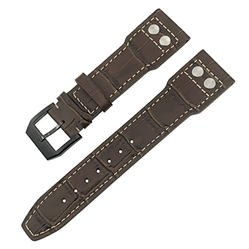 CWLPSL Für IWC IW3777 IW3270 Mark 18 Big Pilot's Watch Strap Weiche Rindsleder-Armbänder 20 mm 21 mm 22 mm Leder-Uhrenarmband (Farbe: Braun, Weiß, Silber, Größe: 20 mm) von CWLPSL