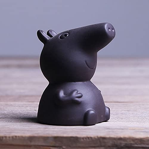 CWLPSL Lila Ton Schwein Tee Haustier Niedliche Auto Ornamente Glücksschwein Statue Tier Figur Handgemachte Tee Dekoration Zubehör Desktop Handwerk von CWLPSL