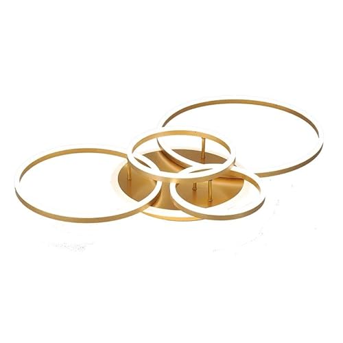 CWLPSL Moderne minimalistische kreative Ring-Deckenleuchte für helles Wohnzimmer (5 Ringe Gold, warm) von CWLPSL