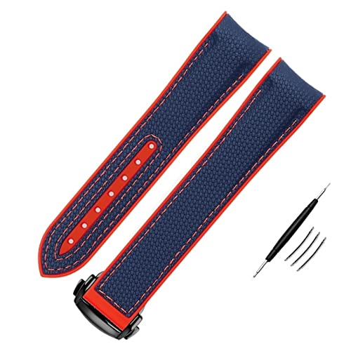 CWLPSL Nylon-Silikon-Uhrenarmband für Omega-Uhrenarmband 20 mm, 21 mm, 22 mm, Silikon-Armband, Faltschließe, gebogenes Ende, Armbanduhren, Gürtel mit Logo von CWLPSL