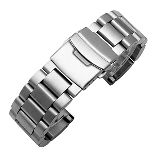 CWLPSL Solide Verdickung 5,5 mm große Edelstahl-Uhrenarmbänder Silber Schwarz 22 mm 24 mm 26 mm Mattes Metallarmband Armband Armbanduhr von CWLPSL