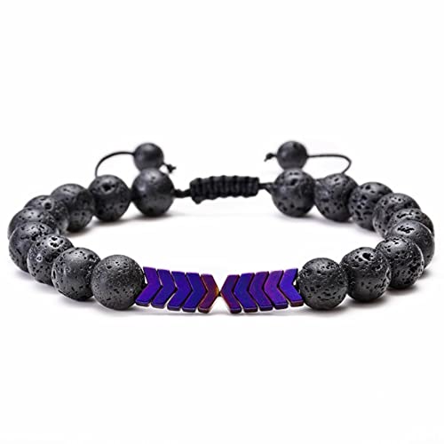 CWLPSL Verstellbare Armbänder für Männer, Yoga-Perlenarmbänder, Lavagestein, verstellbare Magnetismus-Perlen, einfaches Armband ohne Verschluss von CWLPSL