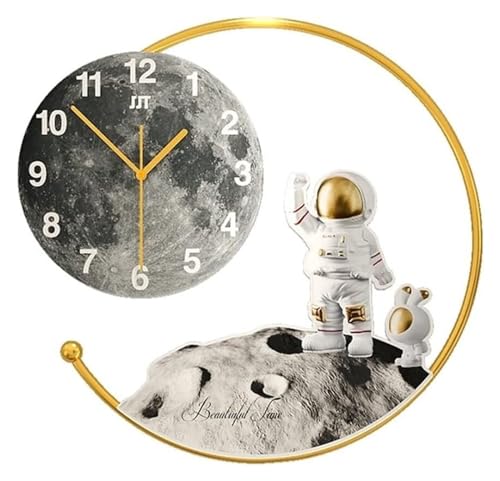 CWLPSL Wanduhr für Schlafzimmer, Zuhause, niedliche Astronauten-Wanduhr, Weltraum-Planet, runde Uhr, Artikel, Digitale dekorative Wanduhr für Wohnzimmer (47 x 50 cm) (A 47 x 50 cm) von CWLPSL