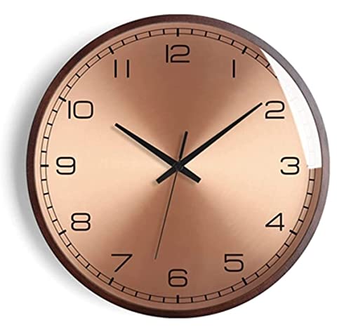 CWLPSL Wanduhr für Schlafzimmer, runde Wanduhr, Moderne Glasspiegel-Hängeuhr, geräuschlose Quarz-Wanduhren für Schlafzimmer, Wohnzimmer, Heimwanduhr für Wohnzimmer (Gold, 40,6 cm) (Roségold 40,6 cm) von CWLPSL