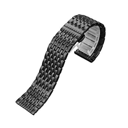 Für Armani AR11238 AR1981 AR60024/AR60025 Csolid Stahl-Uhrenarmband 22 mm Silber Schwarz Faltschließe Uhr Armband-Zubehör von CWLPSL