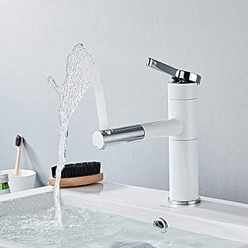 Küchenarmaturen Badezimmer Waschbecken Wasserhahn Kupfer ziehen drehbar Waschbecken Waschbecken Wasserhahn Shampoo hoch und kalt heißes Wasser schwarz und weiß, schwarz kurz, weiß kurz, Wasserhahn von CWLPSL