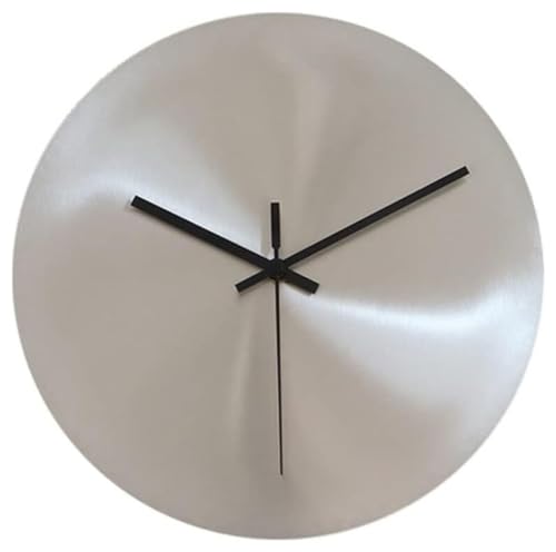 Wanduhr für Schlafzimmer, Zuhause, moderne Wanduhr, Edelstahl-Zifferblatt, keine Zahl, geräuschloses Uhrwerk, batteriebetriebene Wanduhr, silberne Wanduhr für Wohnzimmer (30 cm/12 Zoll) (30 cm/12 von CWLPSL